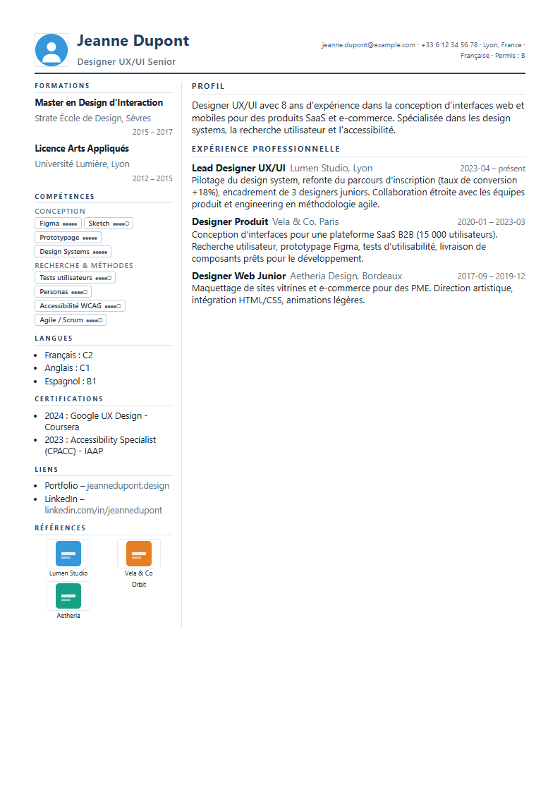 Preview of the Compact Duo template