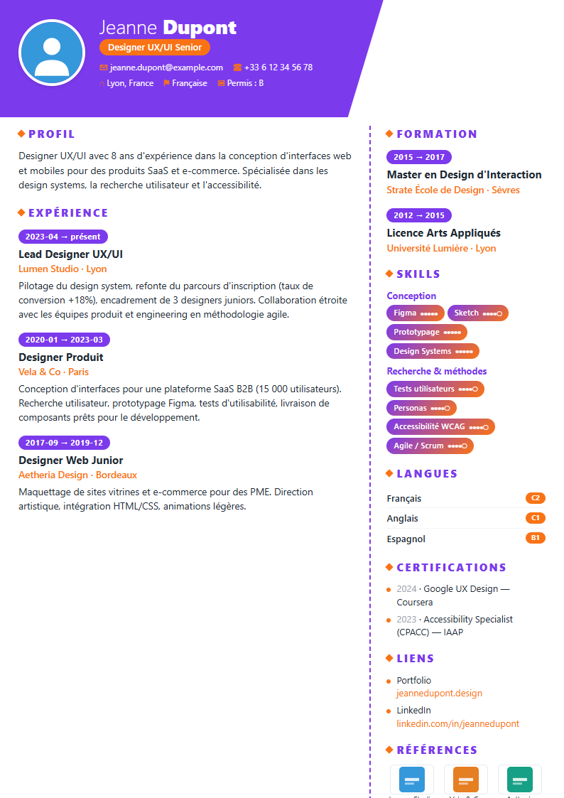 Preview of the Creative Bold template