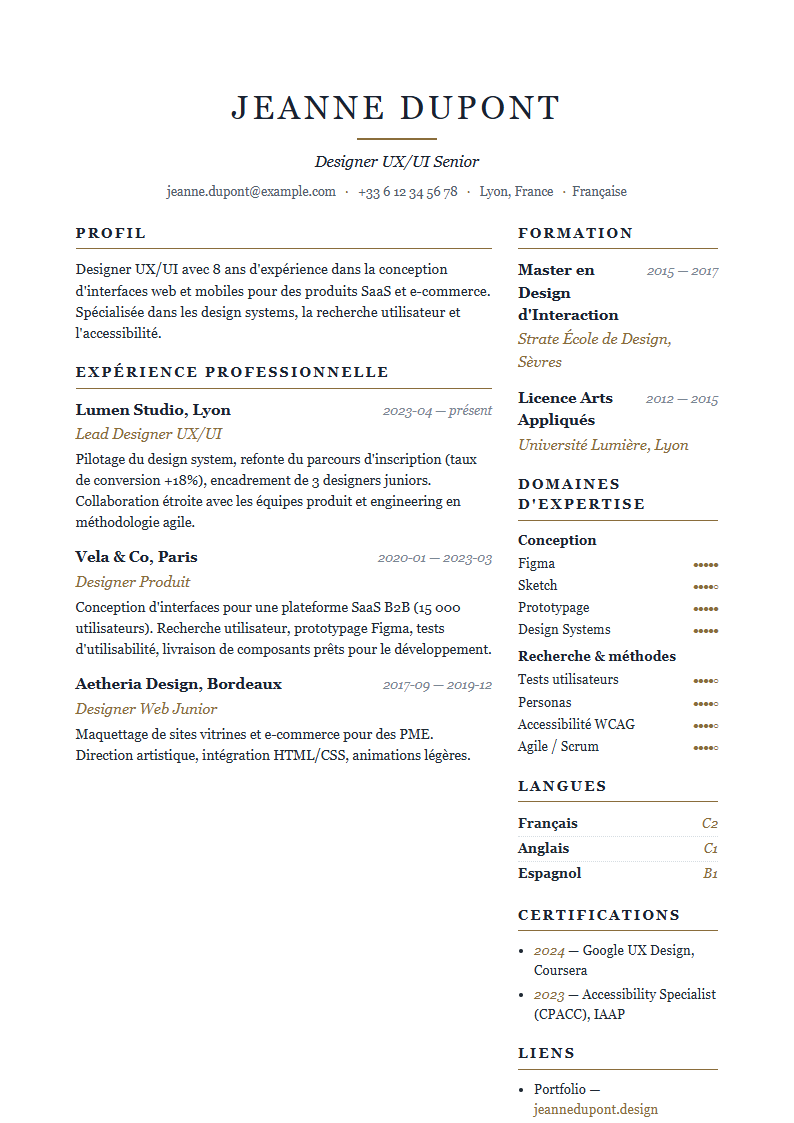 Preview of the Executive Serif template