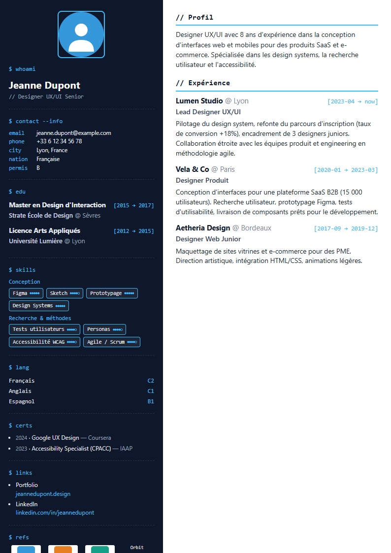 Preview of the Tech Mono template