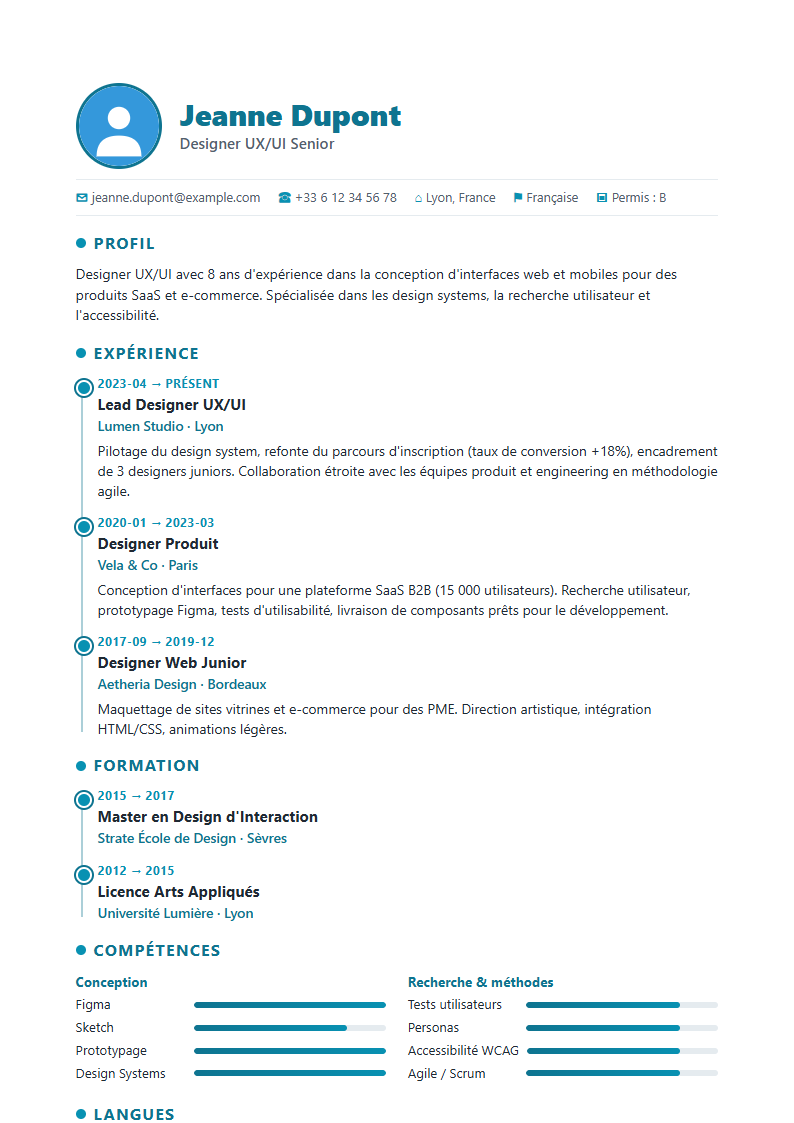 Preview of the Timeline Vertical template